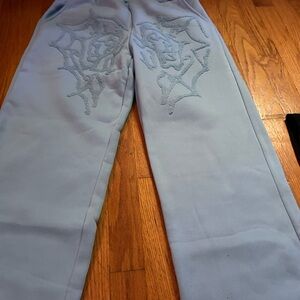 SHEIN Light Blue Embroidered Pants